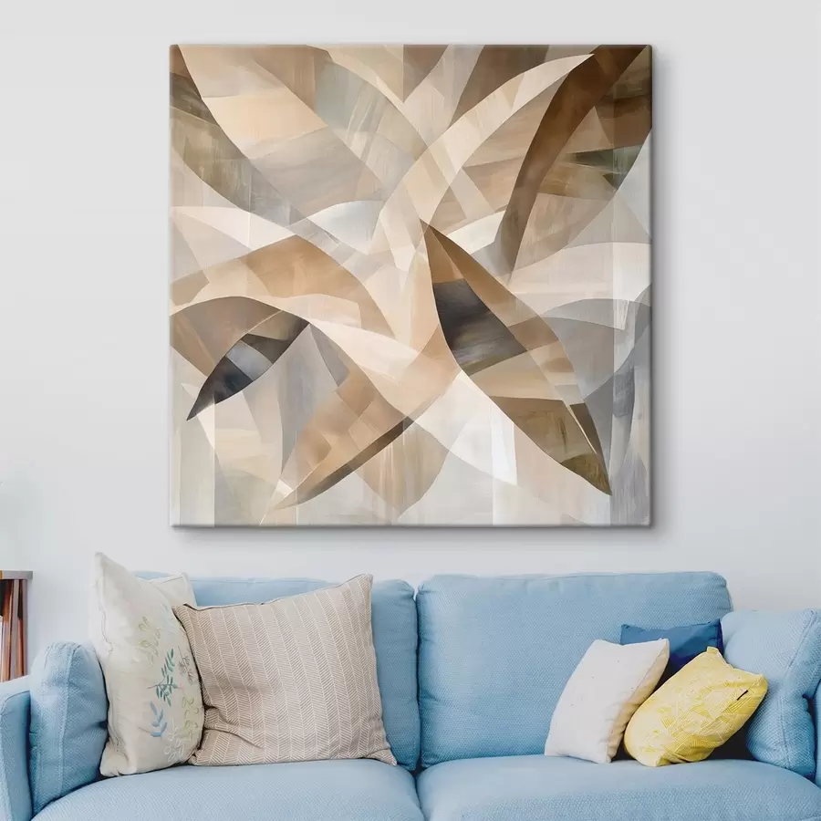 Obraz Motywy roślinne w ciepłych, naturalnych barwach w artystycznym stylu plakatu s48847