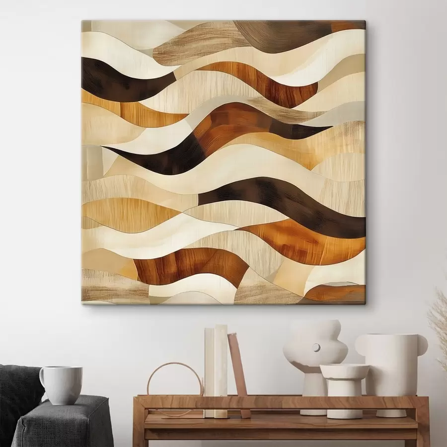 Obraz Estetyka organicznych linii i naturalnych odcieni drewna w artystycznym stylu plakatu s48852