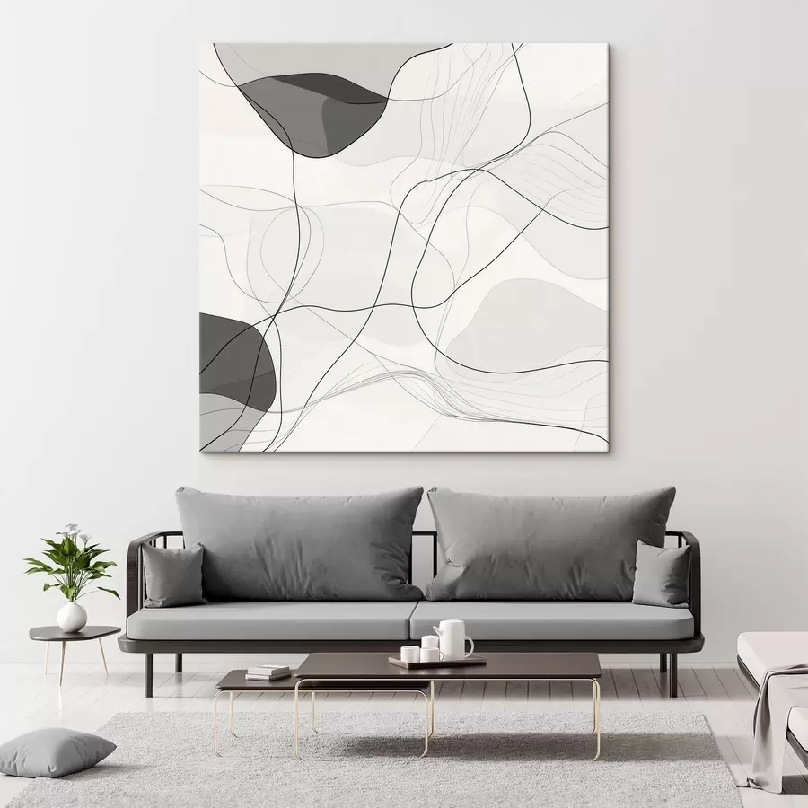 Obraz Minimalistyczna, abstrakcyjna kompozycja z cienkimi liniami i delikatnymi cieniami s48853