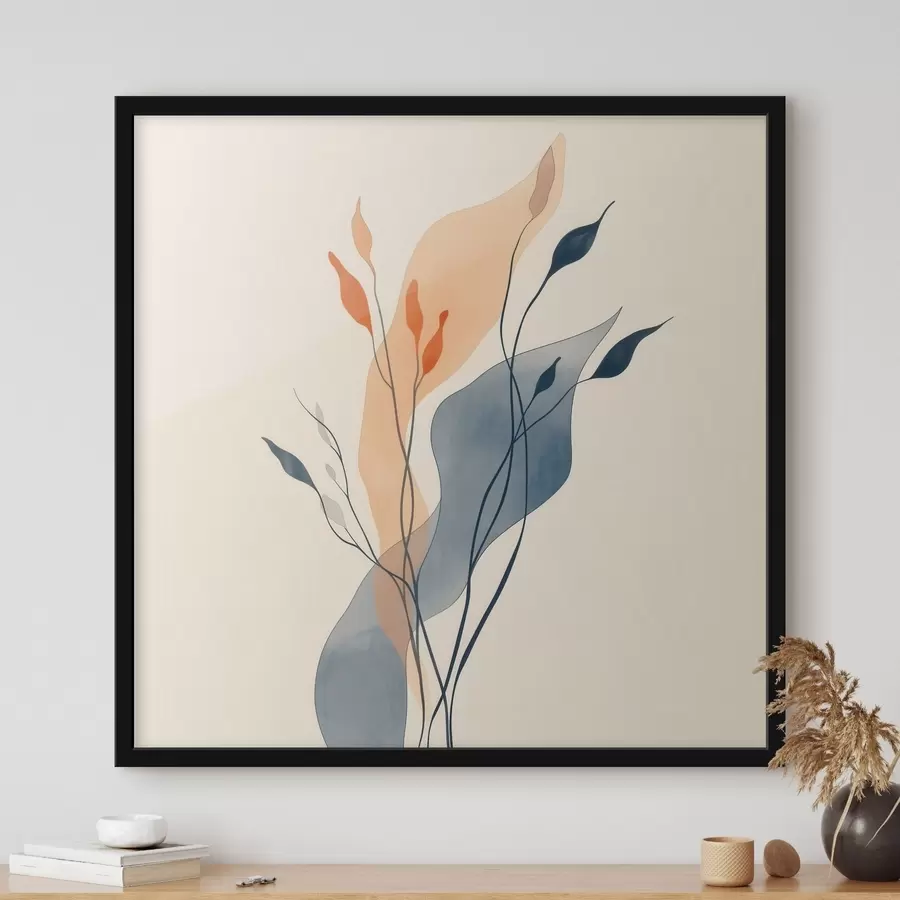 Fototapeta Kompozycja z wyrazistymi sylwetkami roślin w stylu ilustracji artystycznej f48838