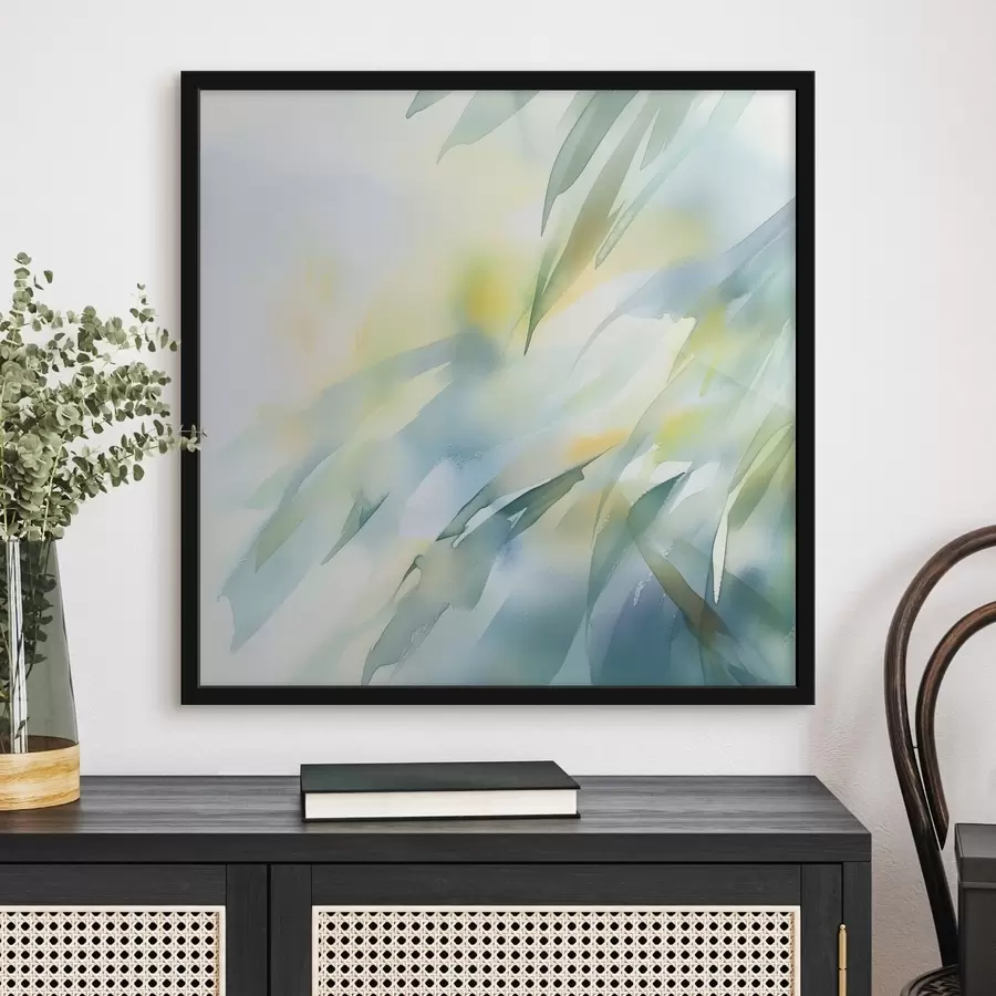 Fototapeta Rozmyte naturalne kształty i delikatne odcienie turkusu w artystycznym stylu plakatu f48850