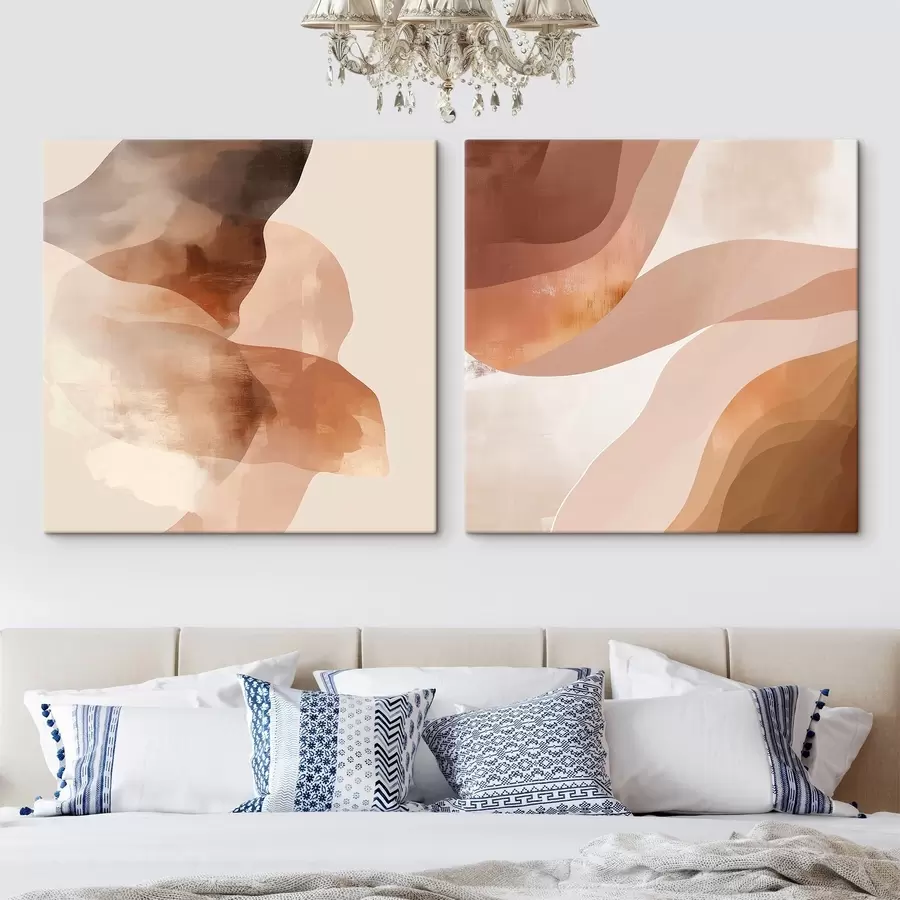 Obraz Kompozycja półprzezroczystych warstw w odcieniach brązowo-piaskowych m30345