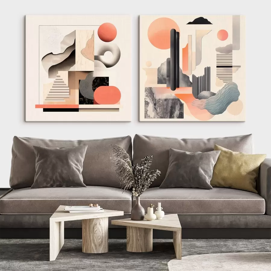 Obraz Abstrakcja geometryczna z elementami architektonicznymi w stylu minimalistycznym m30348