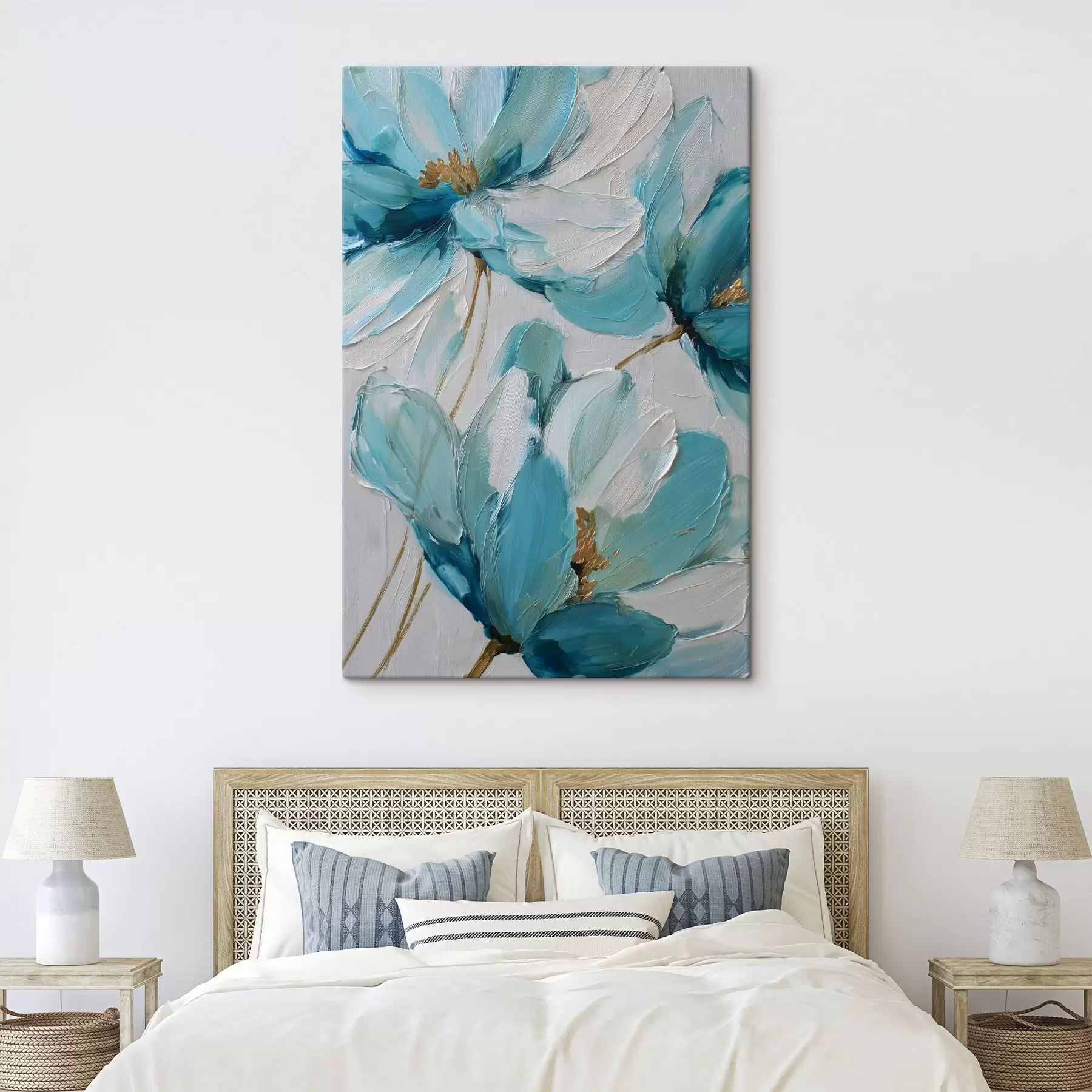 Obraz niebieskie kwiaty w stylu impasto s48991
