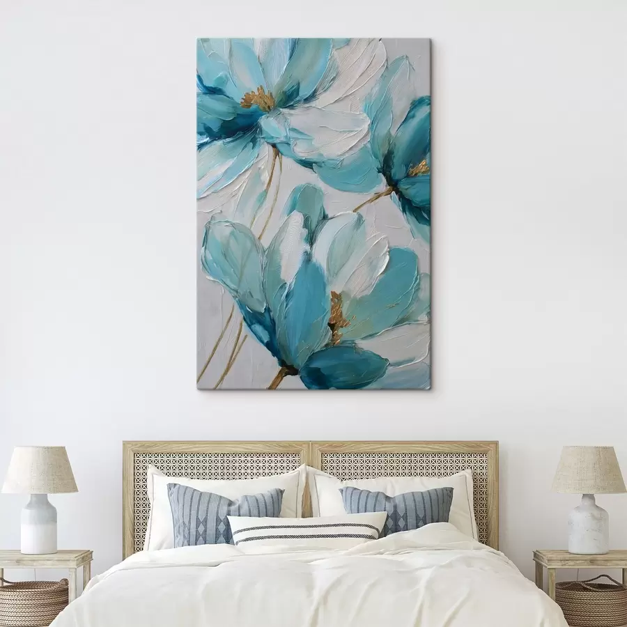 Obraz niebieskie kwiaty w stylu impasto s48991