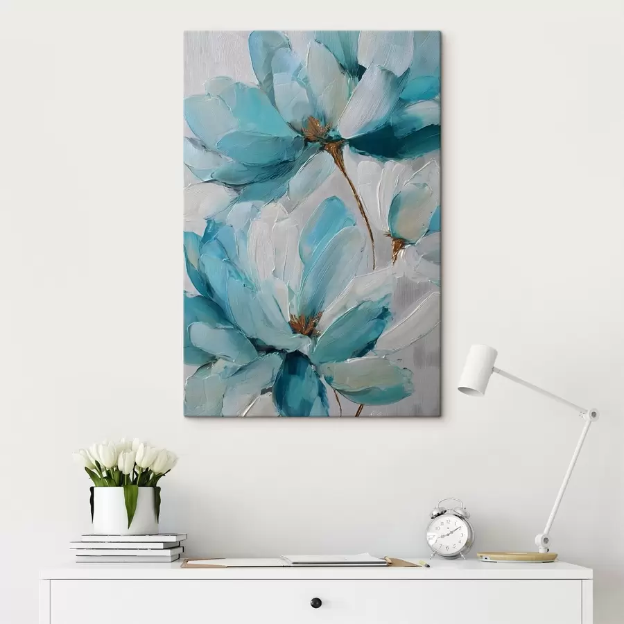 Obraz niebieskie kwiaty w stylu impasto s48992