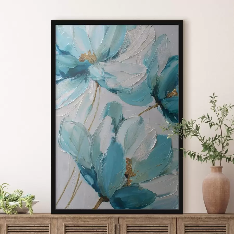 Fototapeta niebieskie kwiaty w stylu impasto f48991
