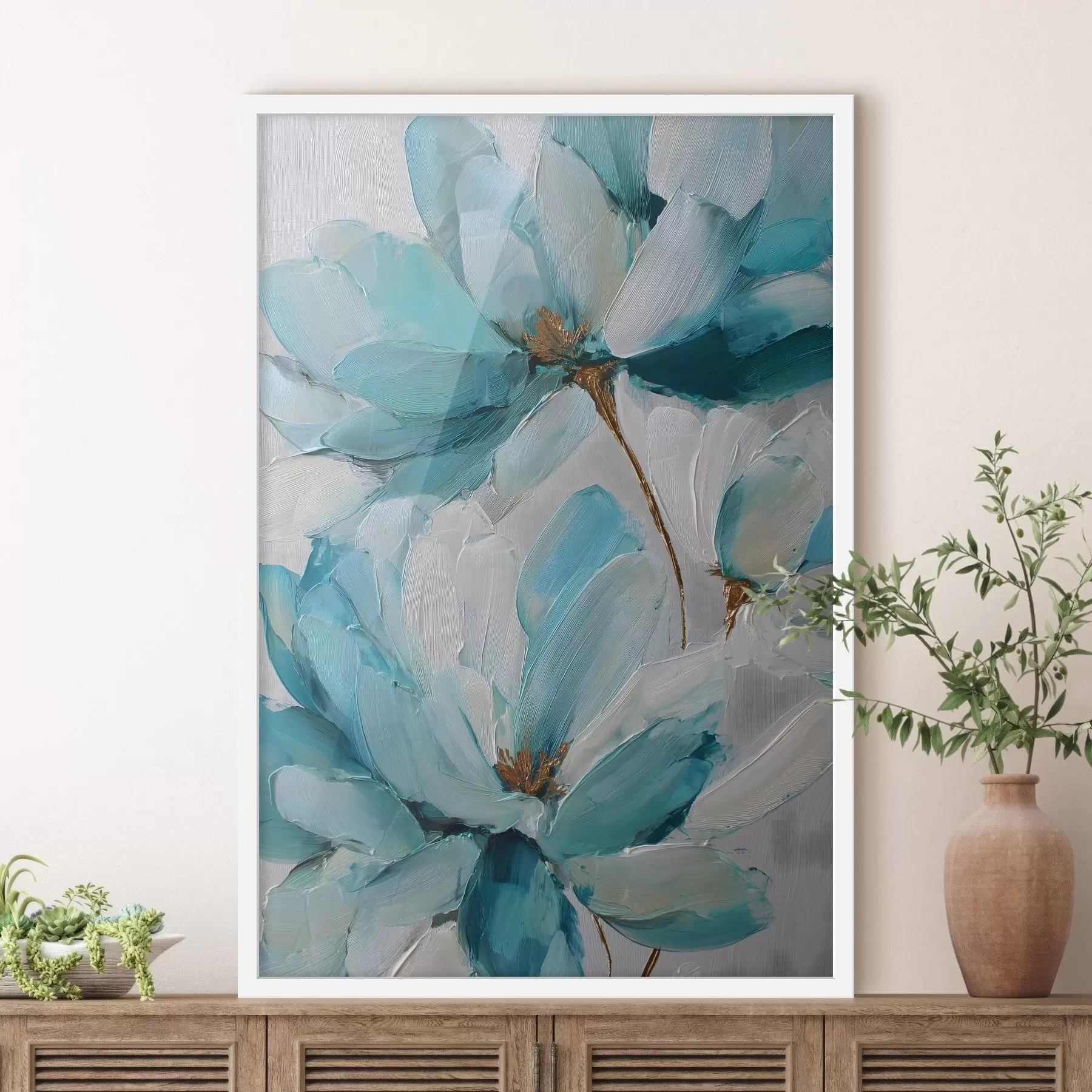 Fototapeta niebieskie kwiaty w stylu impasto f48992