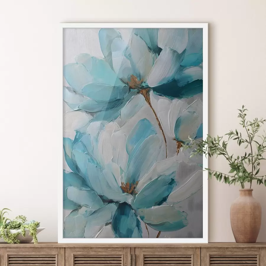 Fototapeta niebieskie kwiaty w stylu impasto f48992