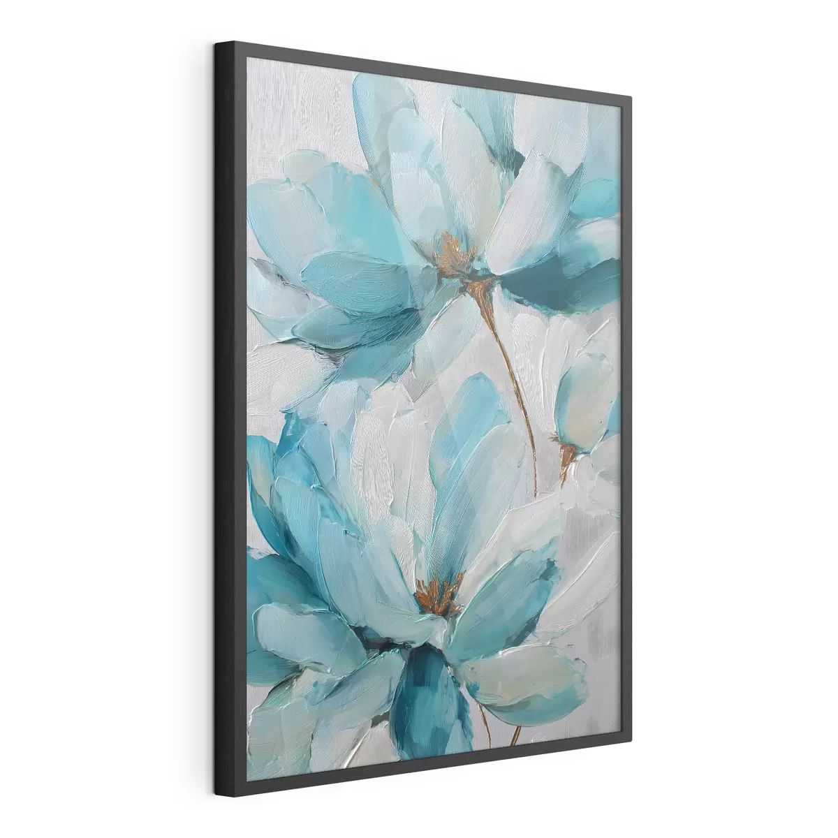 Plakat niebieskie kwiaty w stylu impasto f48992