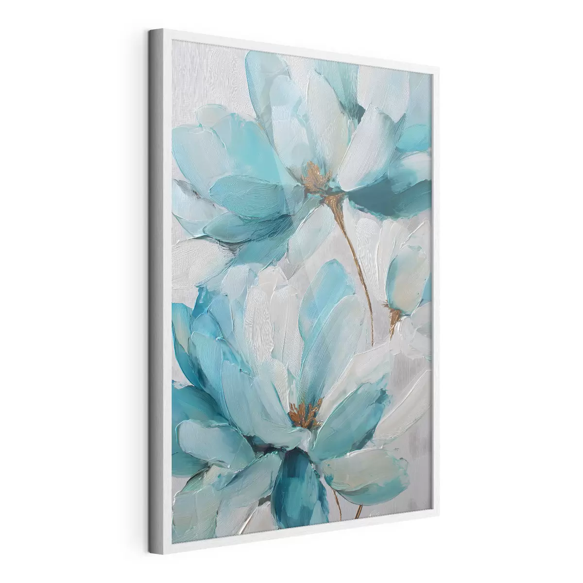 Plakat niebieskie kwiaty w stylu impasto f48992