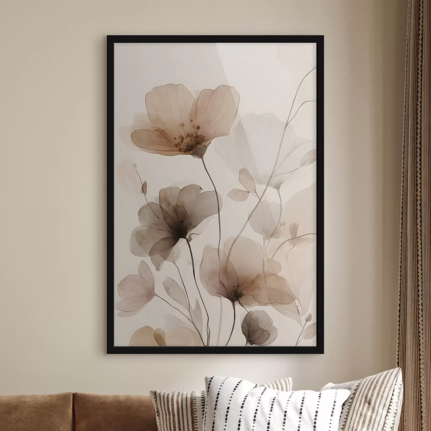 Fototapeta akwarelowe kwiaty w odcieniach brązu f49006