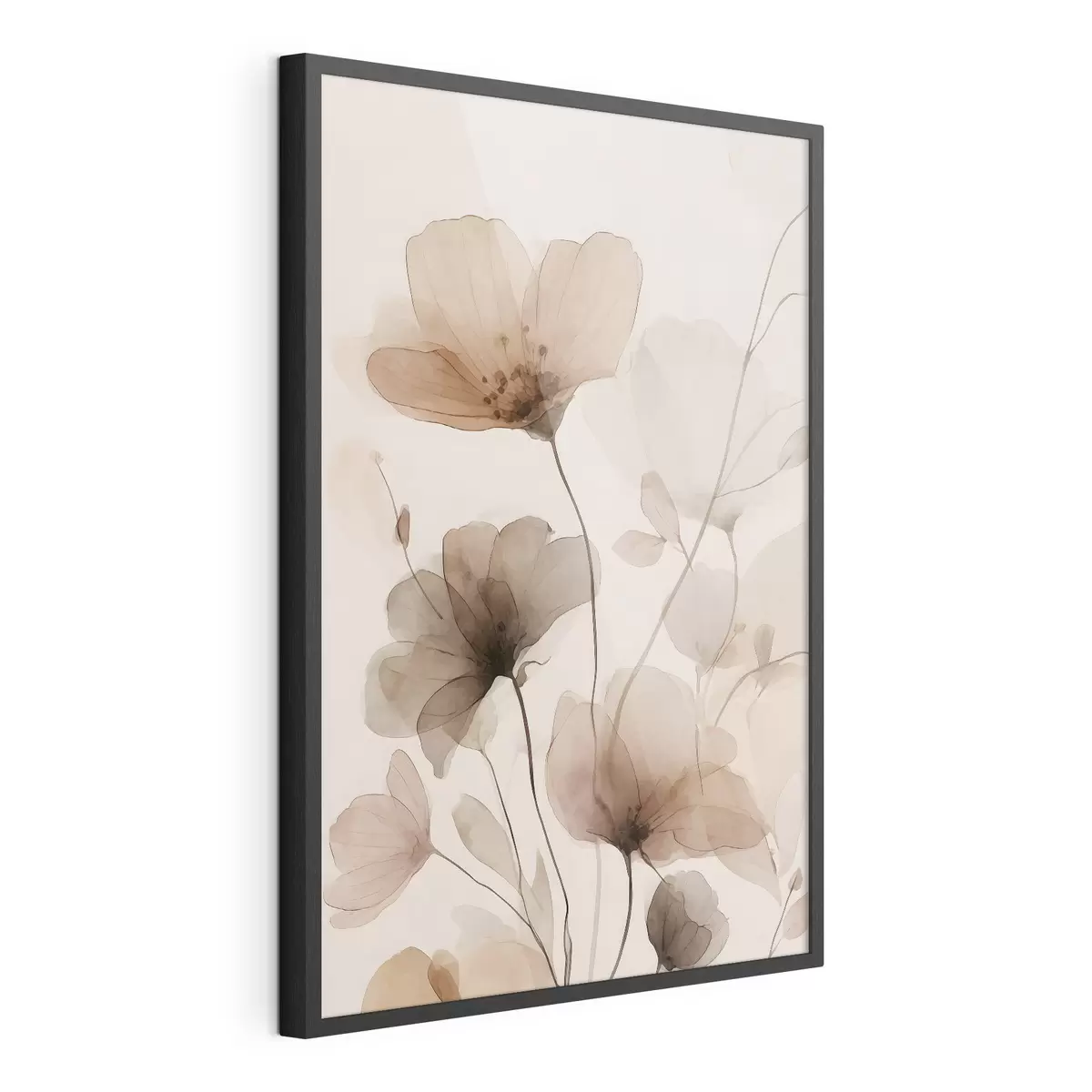 Plakat akwarelowe kwiaty w odcieniach brązu f49006