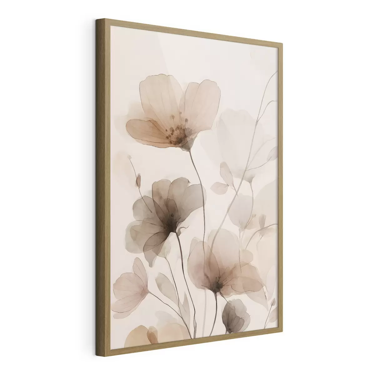 Plakat akwarelowe kwiaty w odcieniach brązu f49006