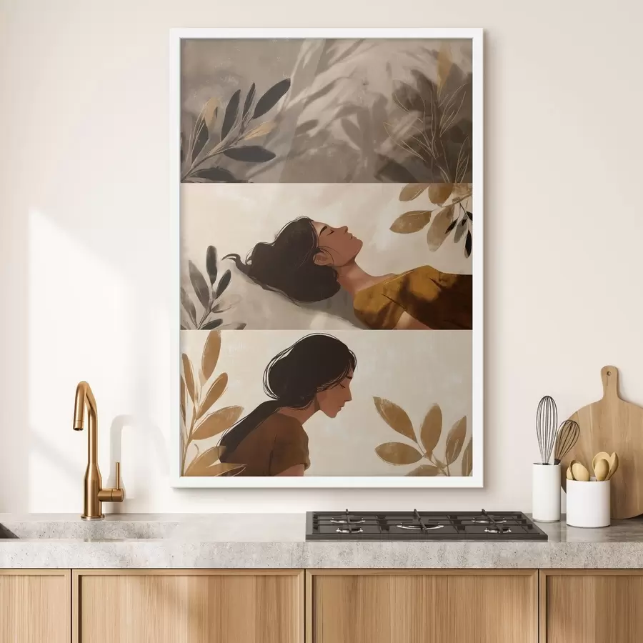 Fototapeta Tryptyk „Kobieta z liśćmi” f49018