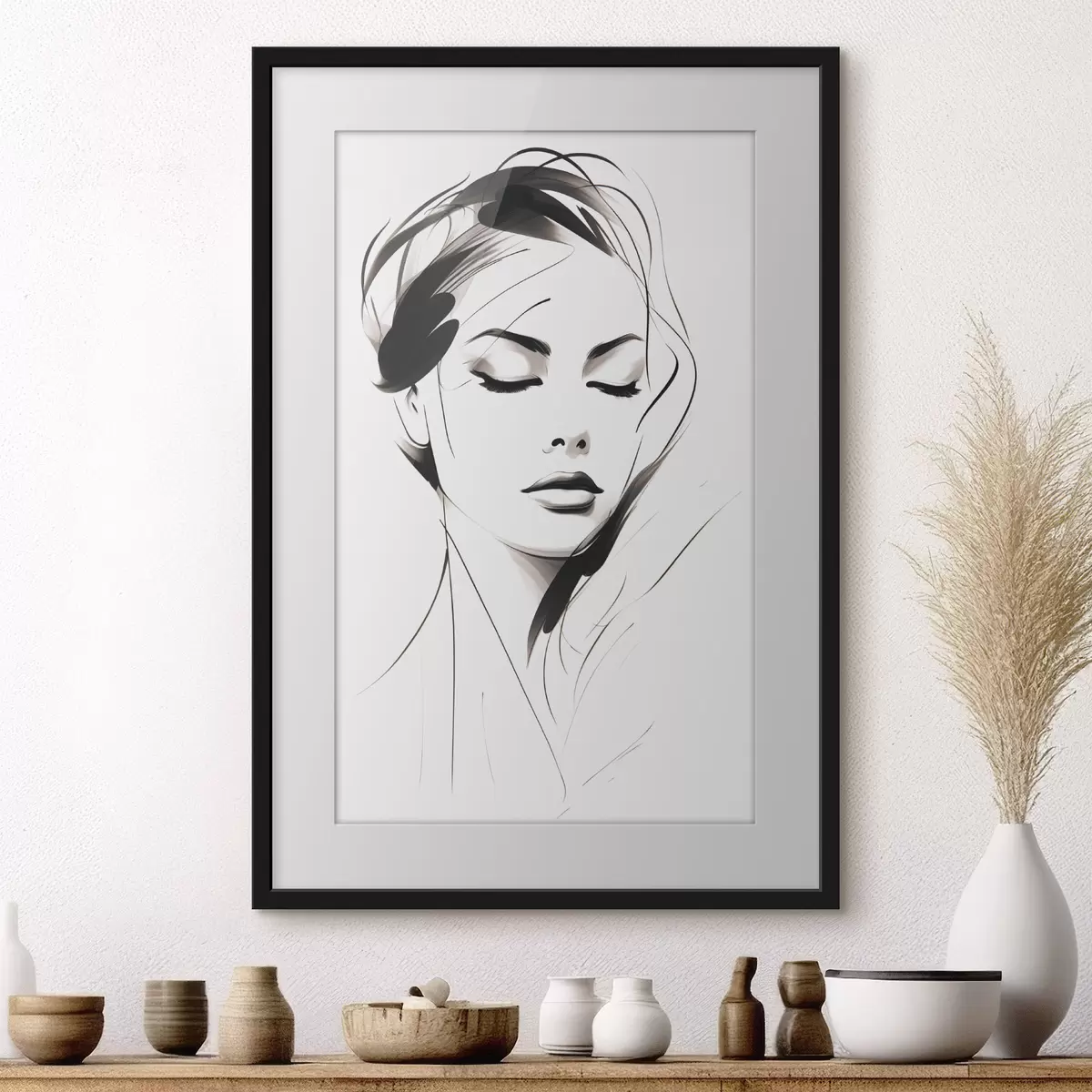 Plakat Szkic kobiety w abstrakcyjnym stylu f49024
