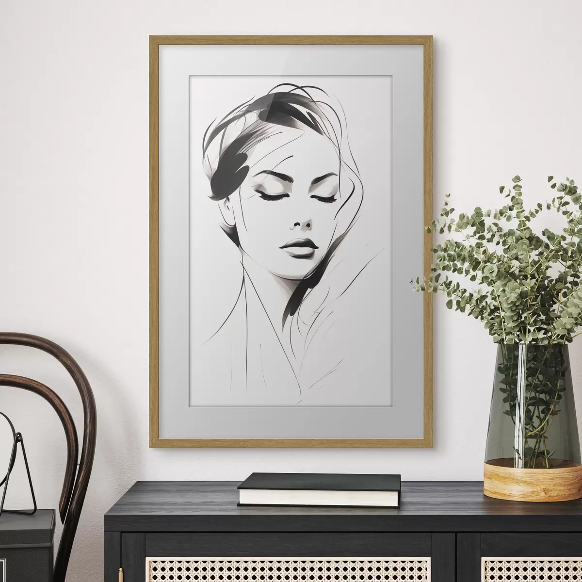 Plakat Szkic kobiety w abstrakcyjnym stylu f49024