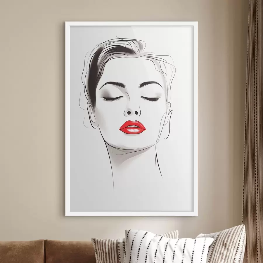 Fototapeta Minimalistyczna grafika liniowa twarzy f49025