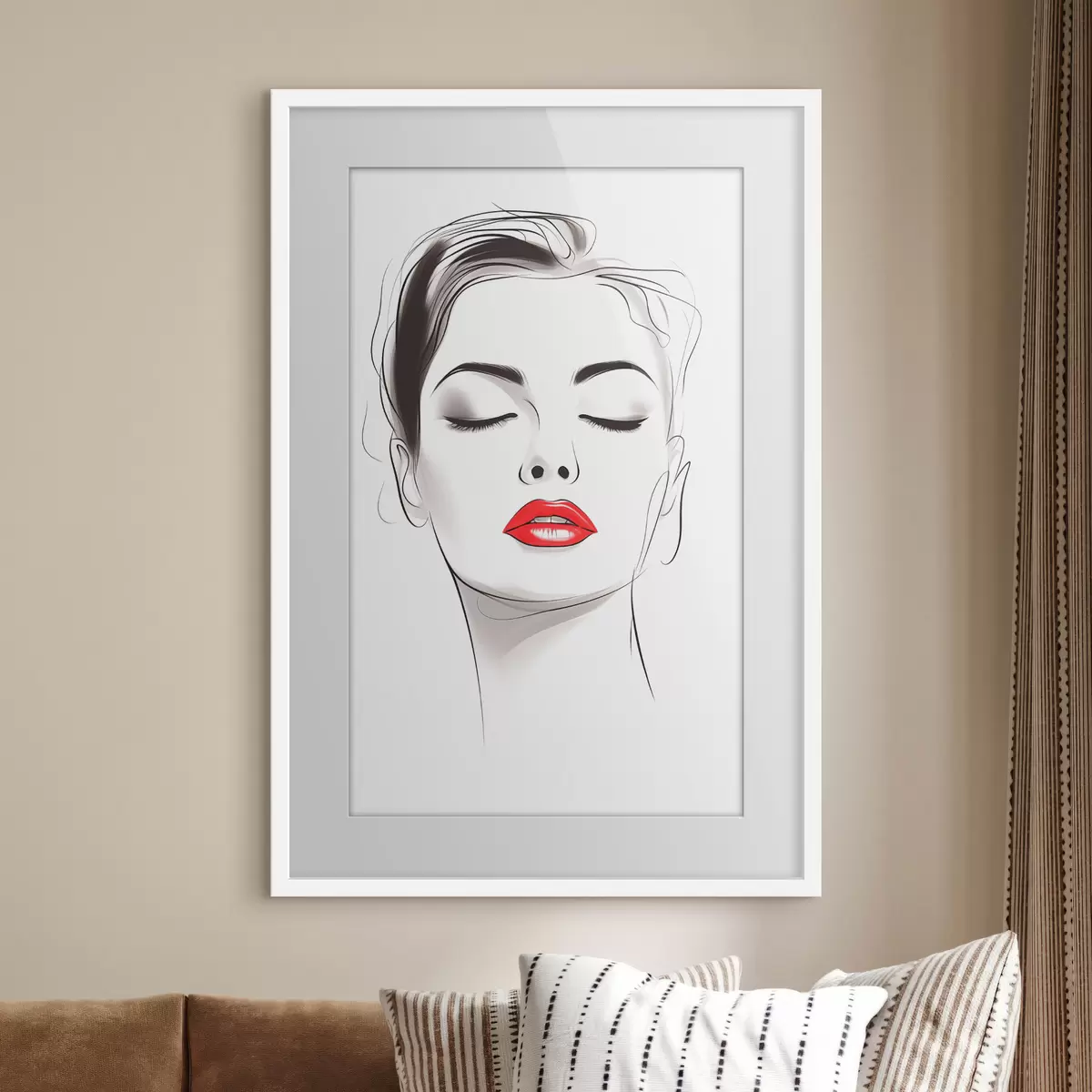 Plakat Minimalistyczna grafika liniowa twarzy f49025
