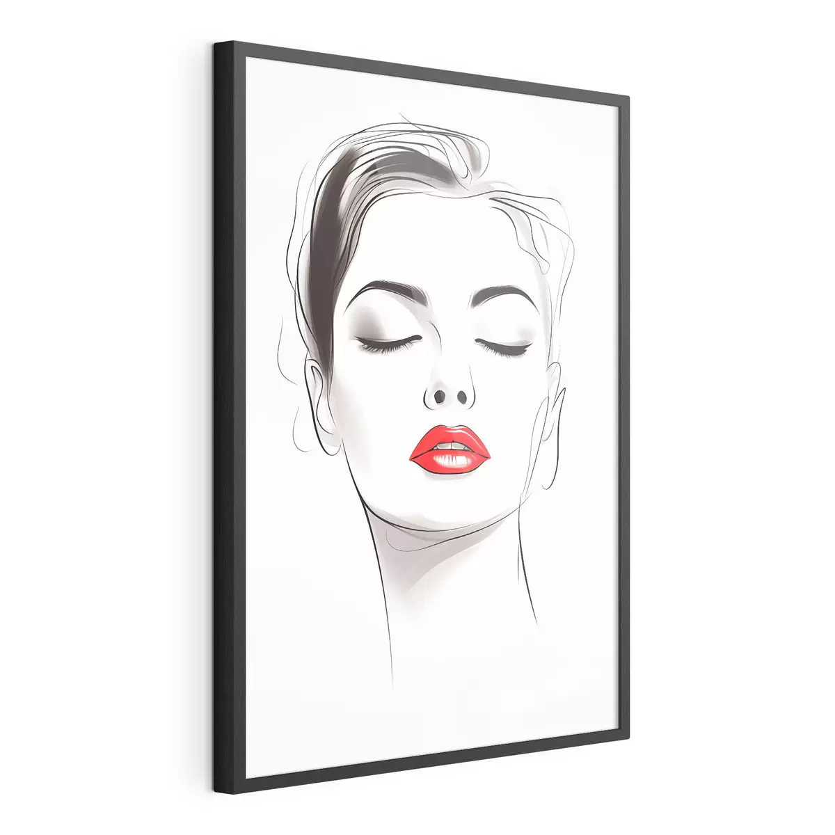 Plakat Minimalistyczna grafika liniowa twarzy f49025