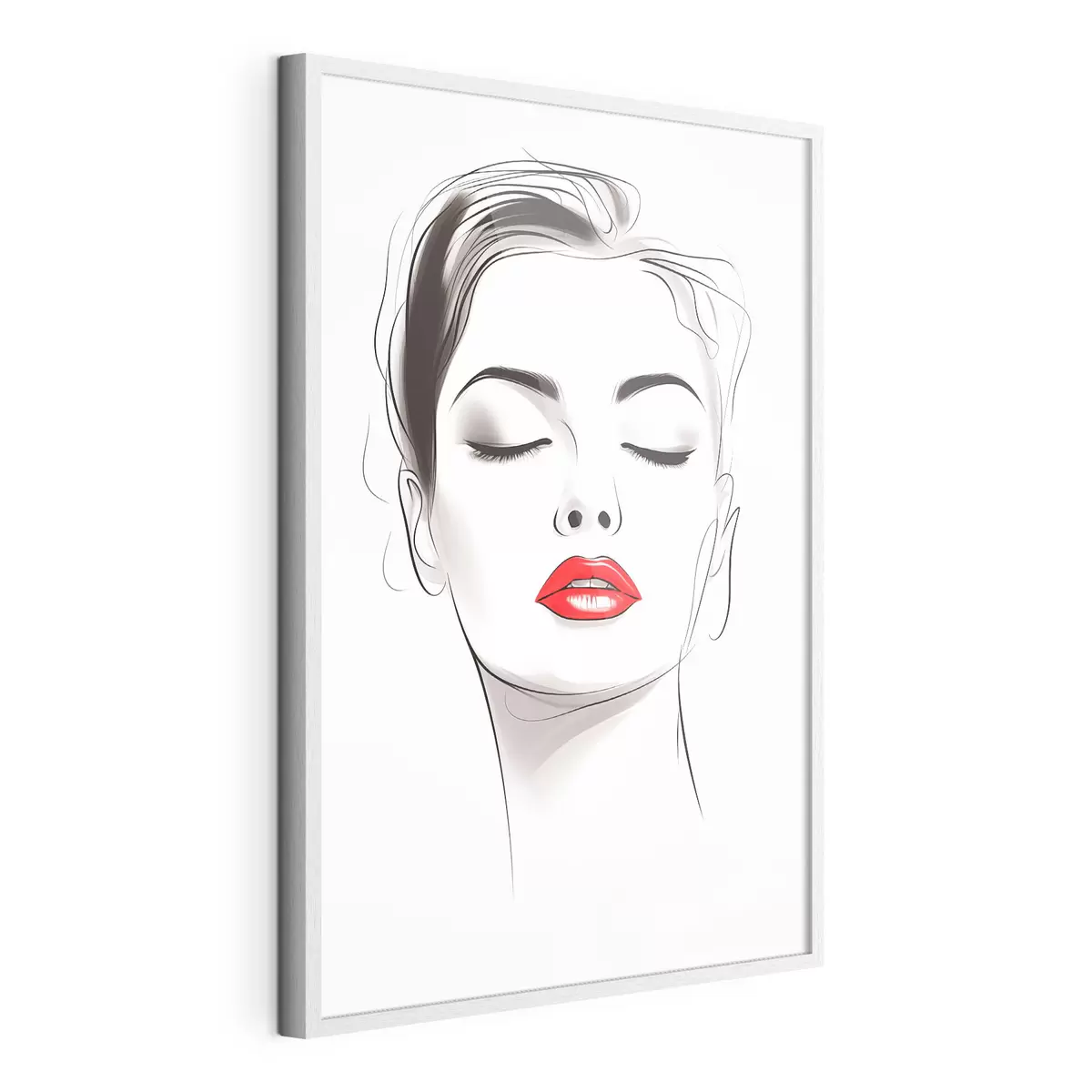 Plakat Minimalistyczna grafika liniowa twarzy f49025