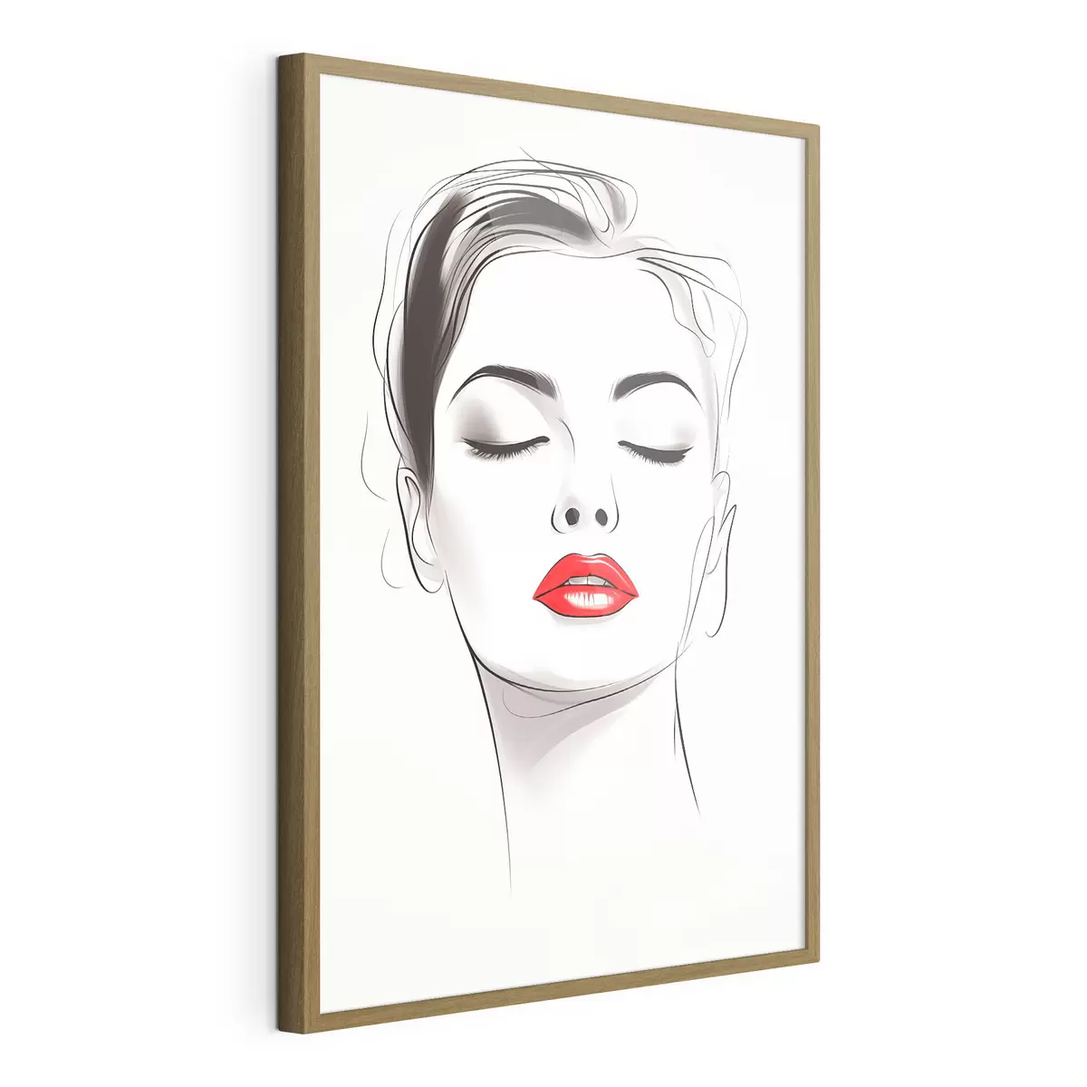 Plakat Minimalistyczna grafika liniowa twarzy f49025