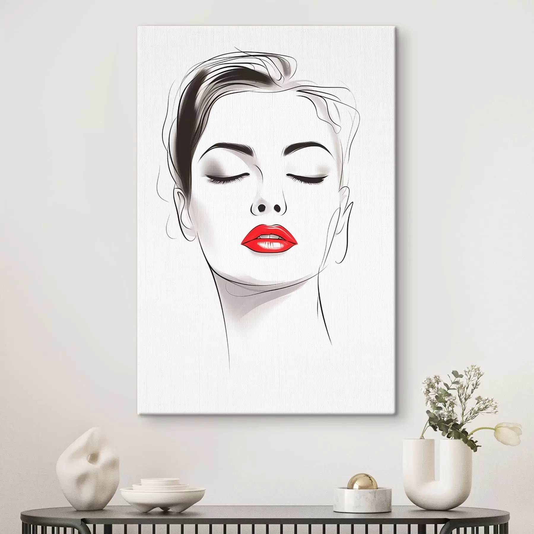 Obraz Minimalistyczna grafika liniowa twarzy s49025
