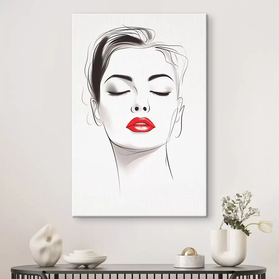 Obraz Minimalistyczna grafika liniowa twarzy s49025