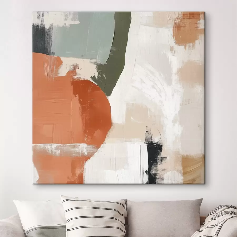 Obraz Połączenie geometrycznych kształtów i swobodnych linii w nowoczesnym stylu abstrakcyjnym s48868