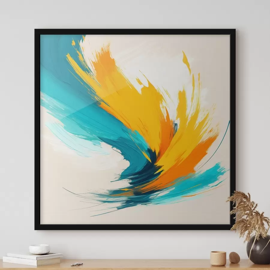 Fototapeta Energiczny wir w odcieniach żółci i błękitu, utrzymany w nowoczesnym stylu malarskim f48856