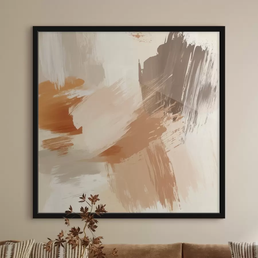 Fototapeta Naśladowanie abstrakcyjnych pociągnięć pędzla w odcieniach piaskowych i brązowych f48857