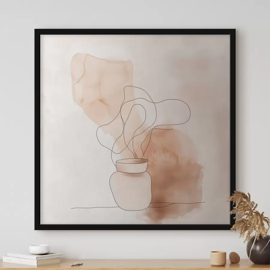 Fototapeta Lakoniczna kompozycja z wazonem i graficznymi liniami w stylu minimalistycznym f48869