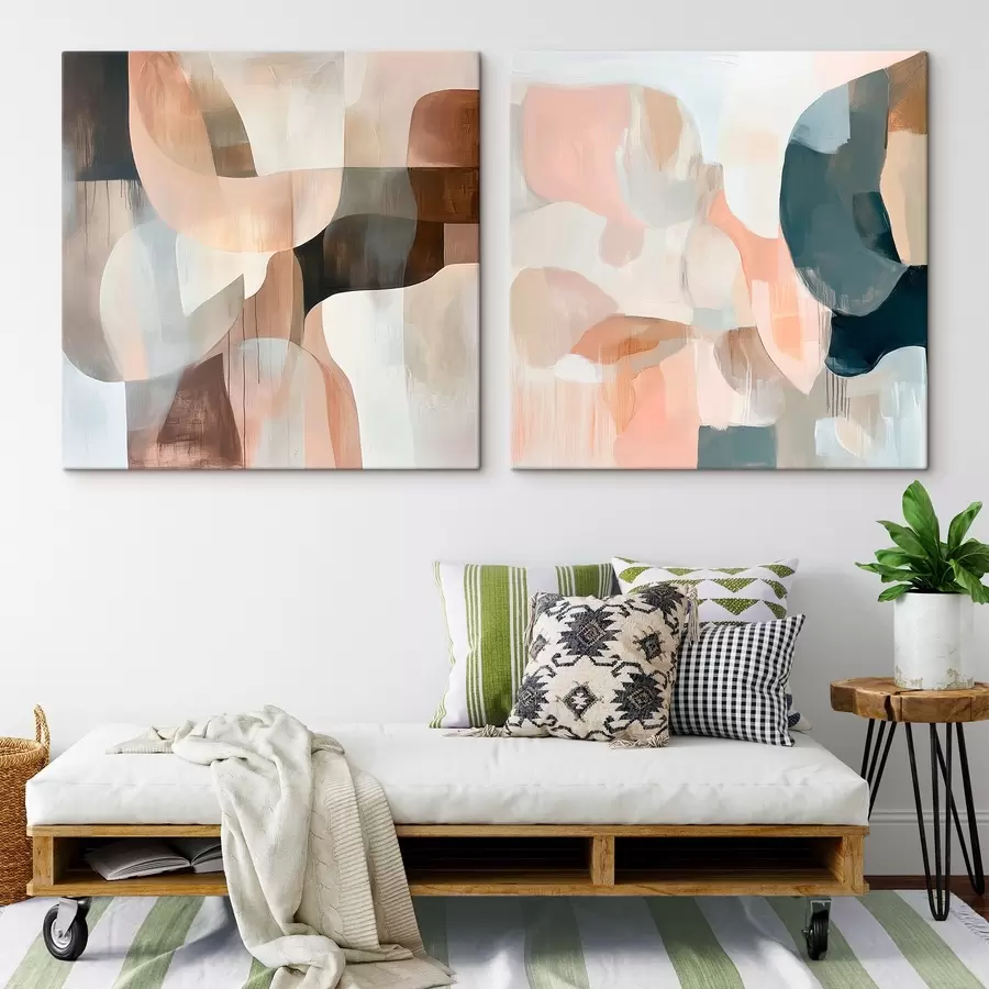 Obraz Minimalistyczna kompozycja w odcieniach beżu, różu i szarości w stylu artystycznym m30356