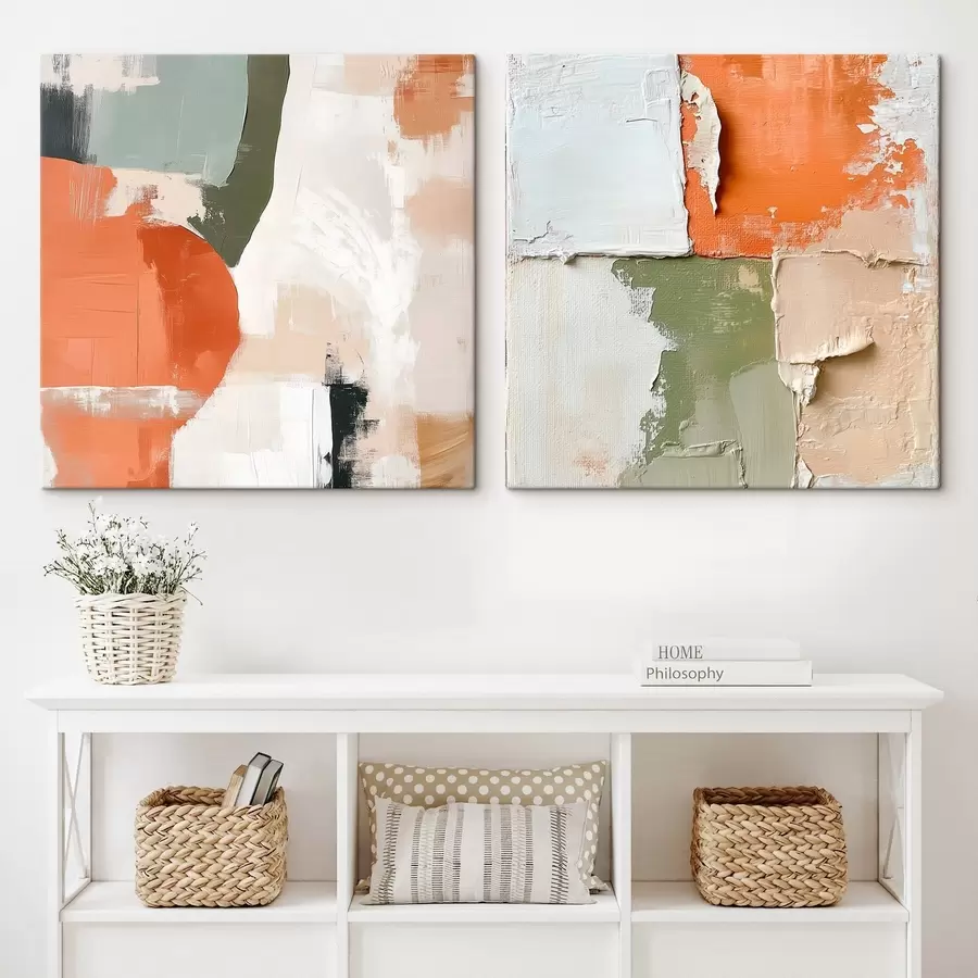 Obraz Abstrakcja z warstwami farby i kontrastującymi blokami kolorów m30360