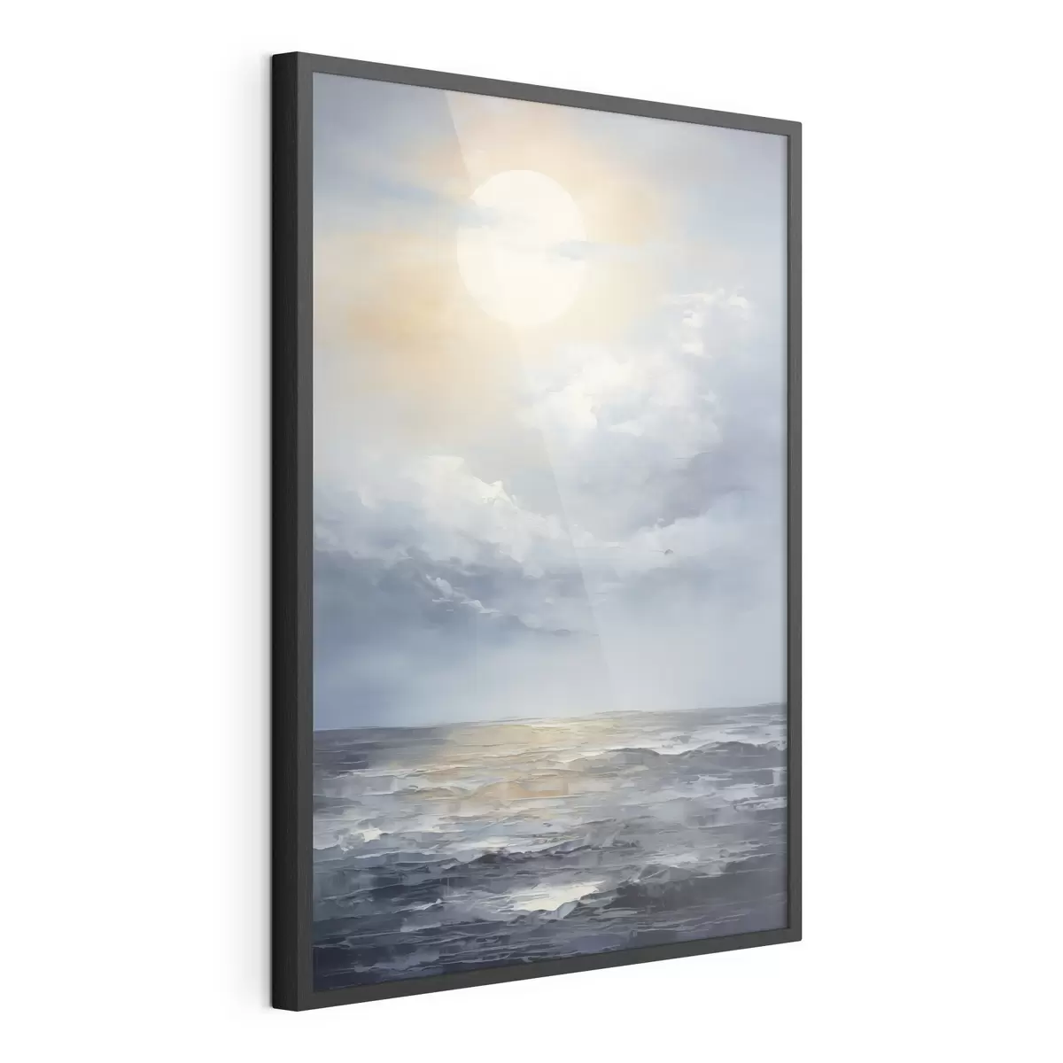 Plakat Księżyc w chmurach nad morzem f49050
