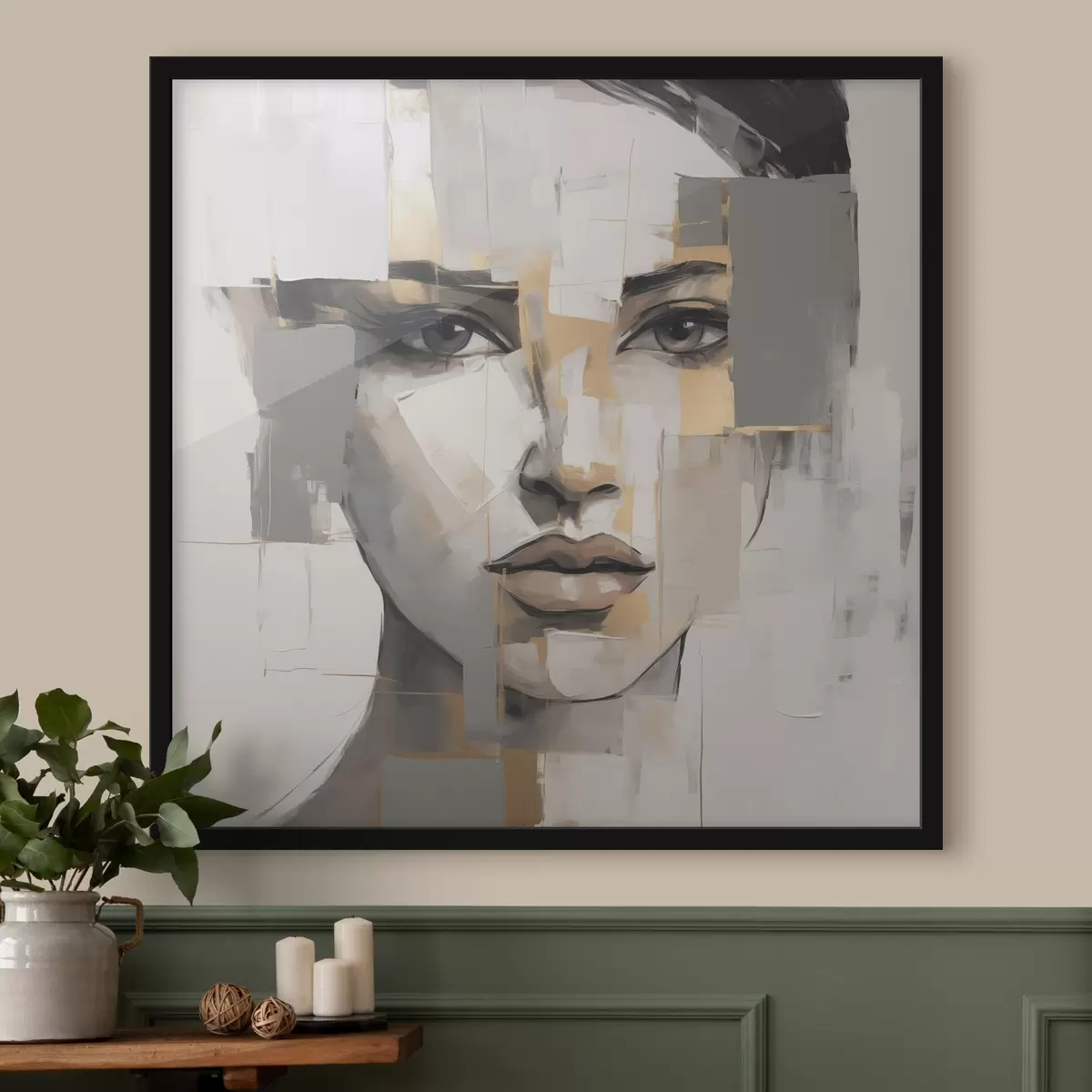 Plakat Abstrakcyjny portret kobiety naśladujący malarstwo f49056
