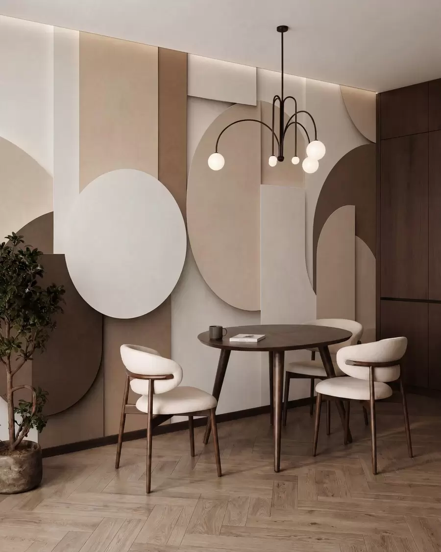 Fototapeta Teksturowane beżowe figury geometryczne w wielowarstwowej kompozycji 3D – minimalistyczna, nowoczesna dekoracja ścienna w05598