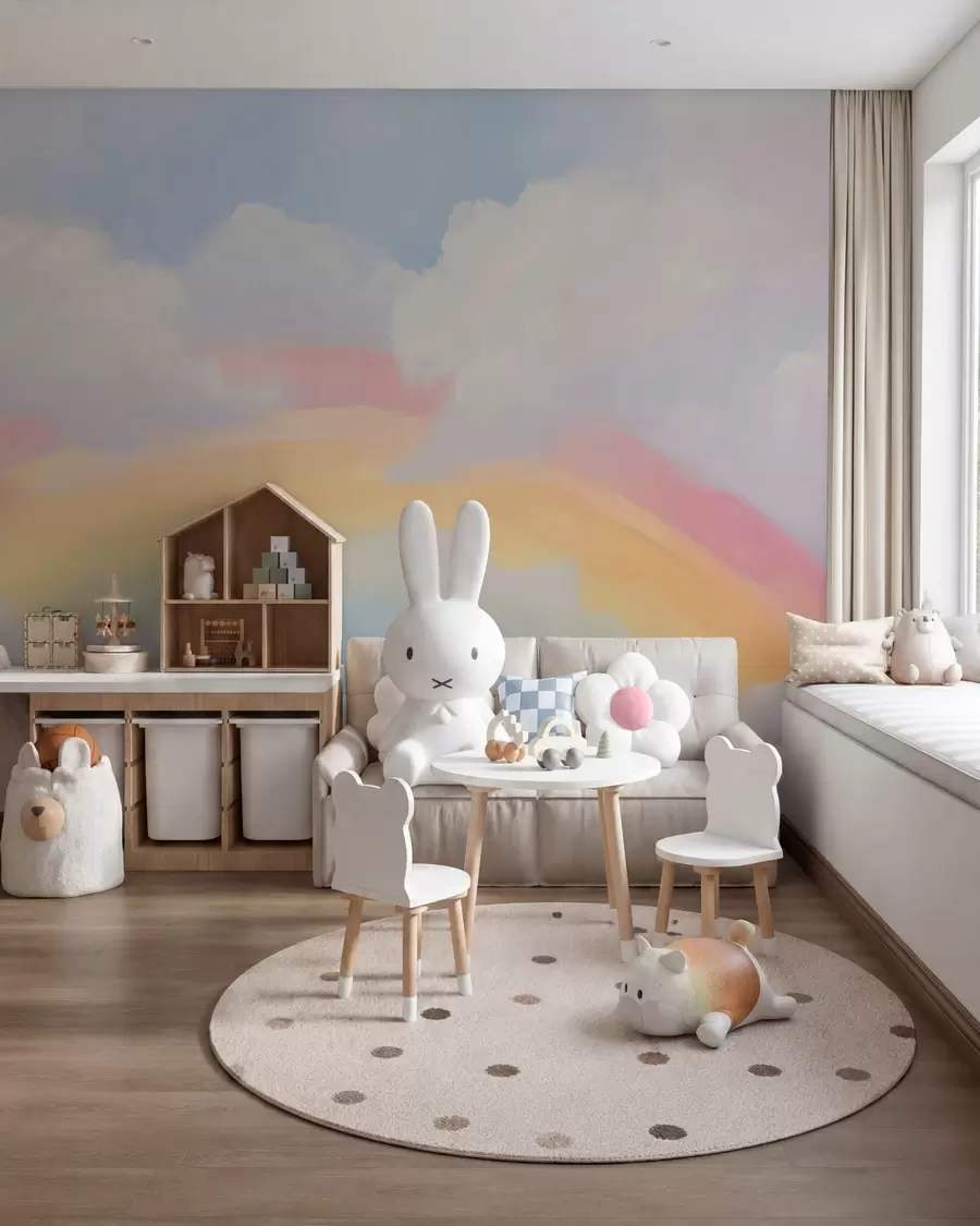 Fototapeta Abstrakcyjna tęcza wśród chmur – imitacja obrazu w05592