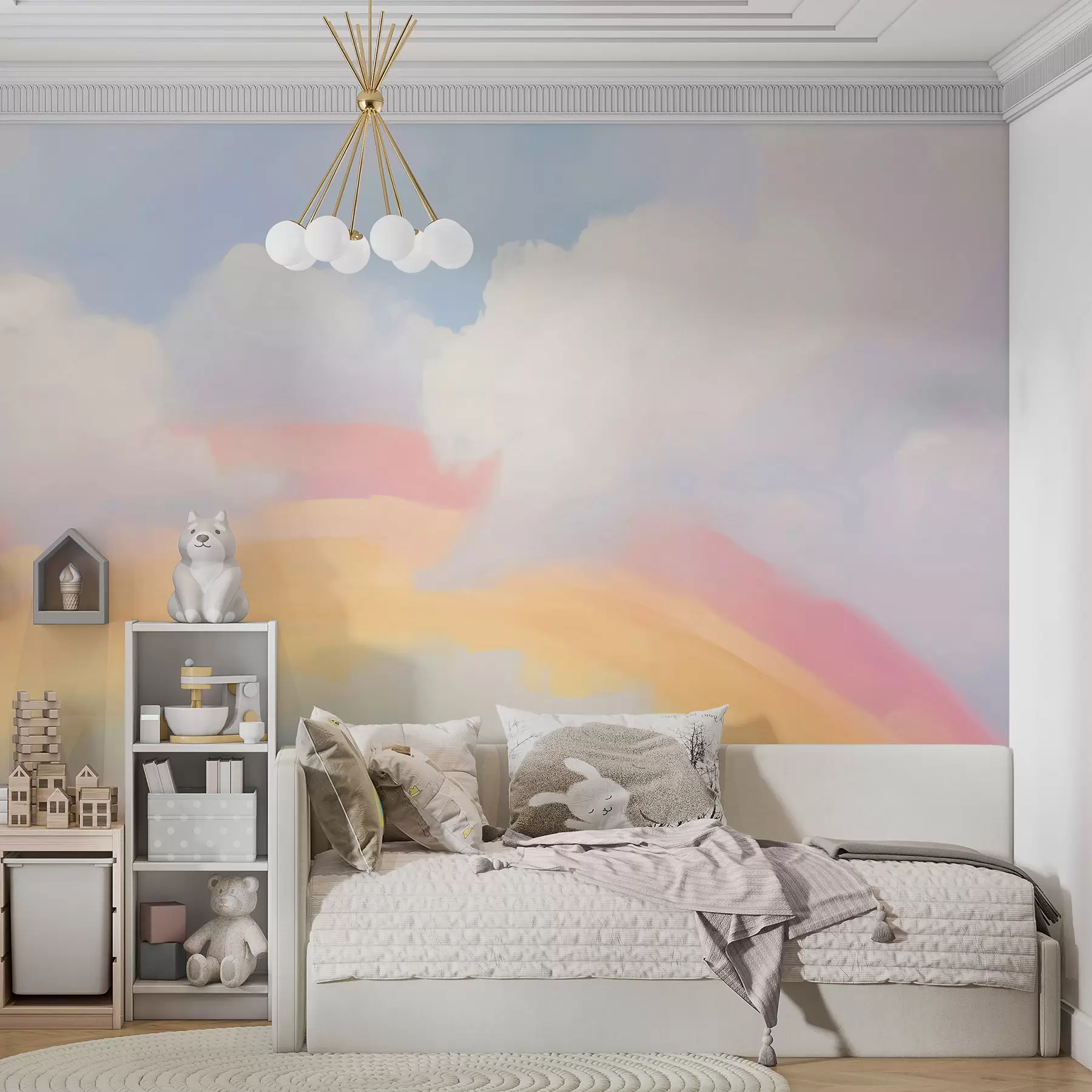 Fototapeta Abstrakcyjna tęcza wśród chmur – imitacja obrazu w05592