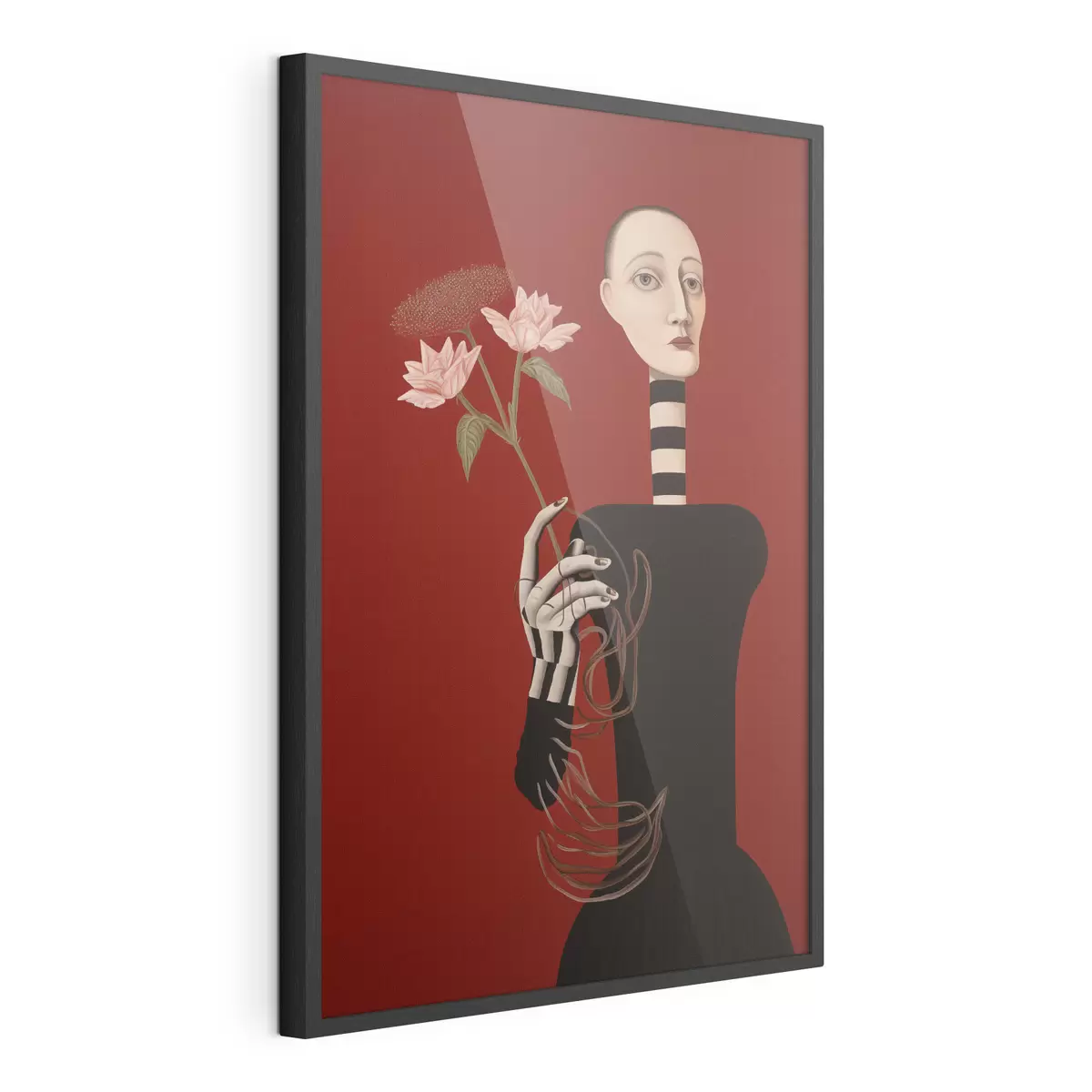 Plakat Stylizowany portret kobiety z kwiatami f49190