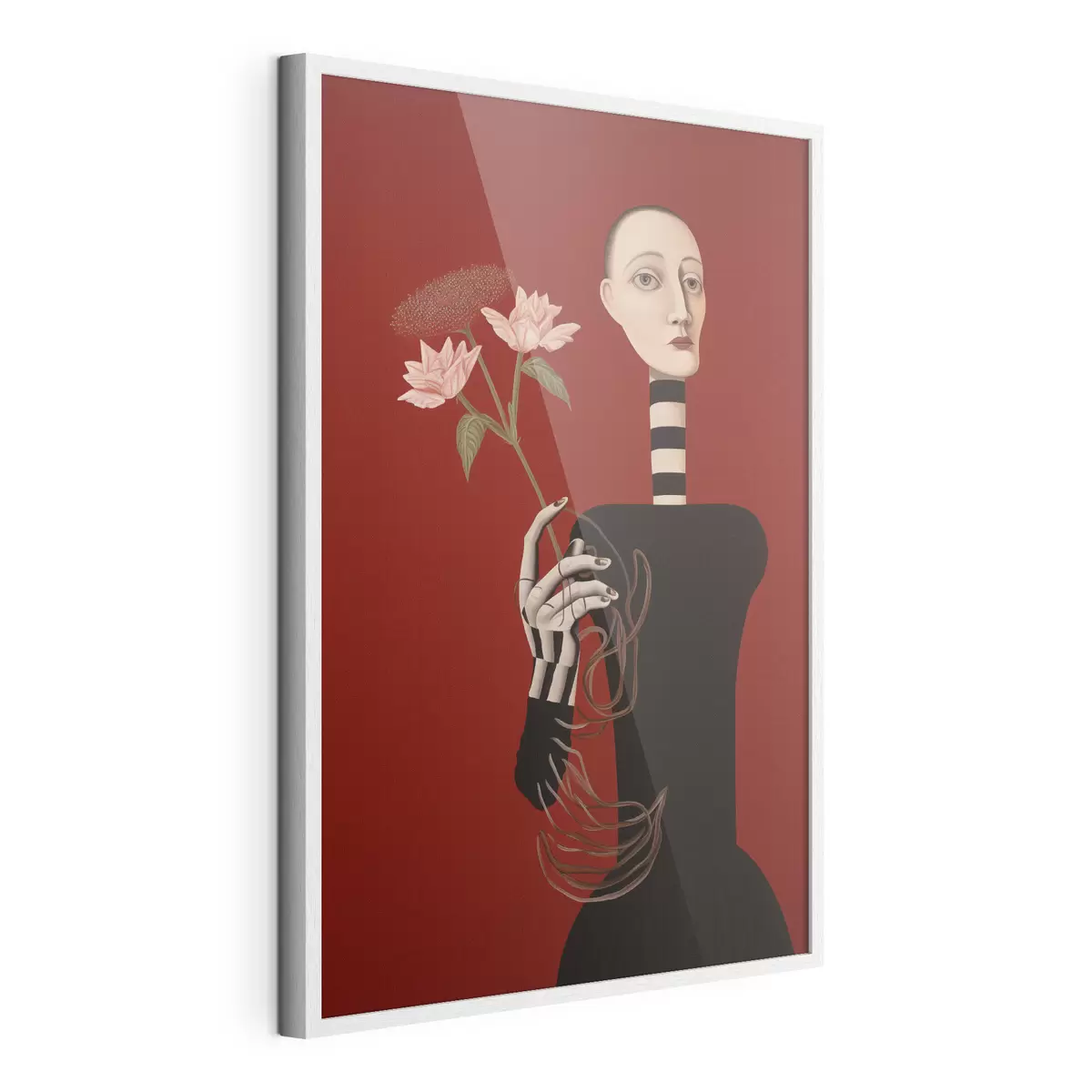Plakat Stylizowany portret kobiety z kwiatami f49190