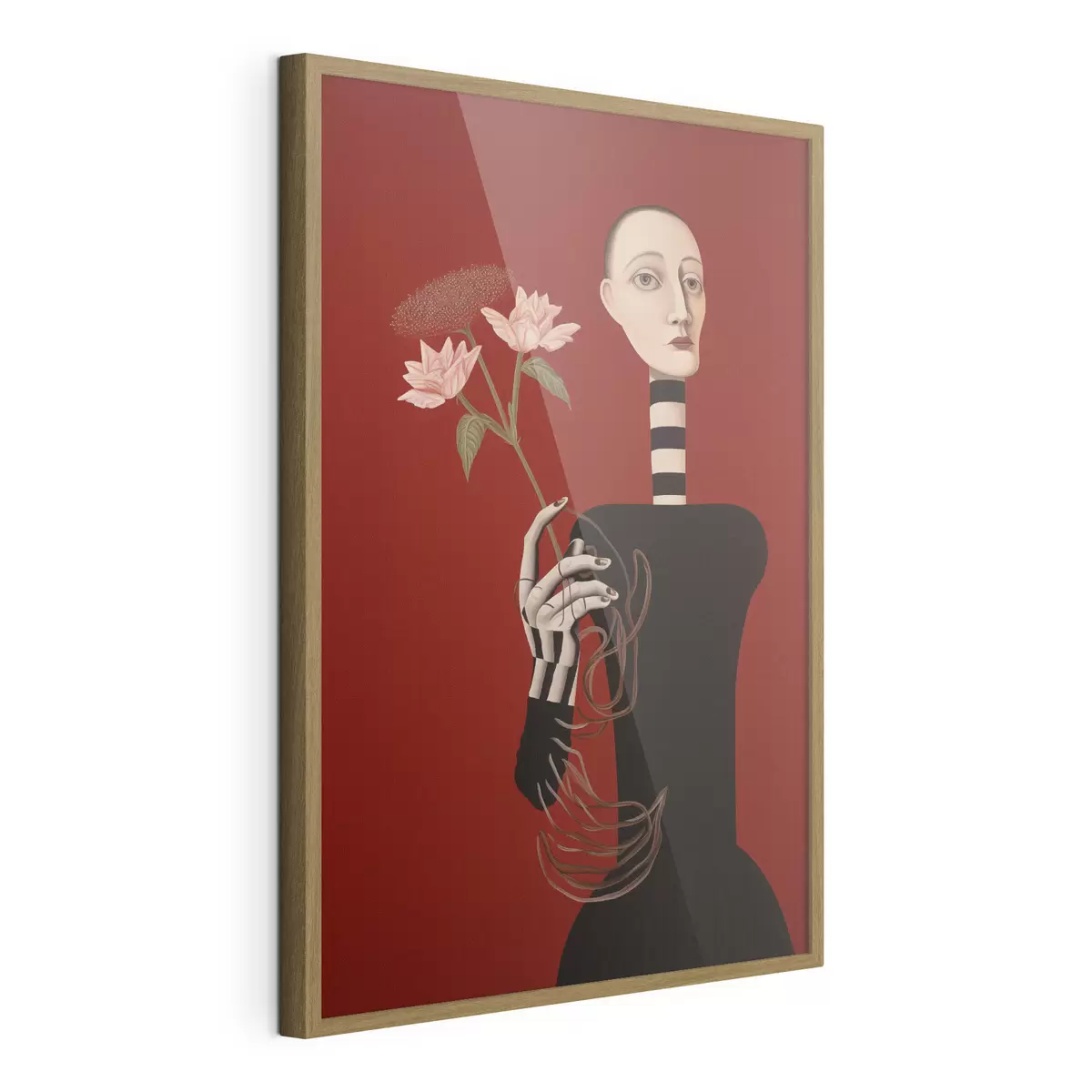 Plakat Stylizowany portret kobiety z kwiatami f49190