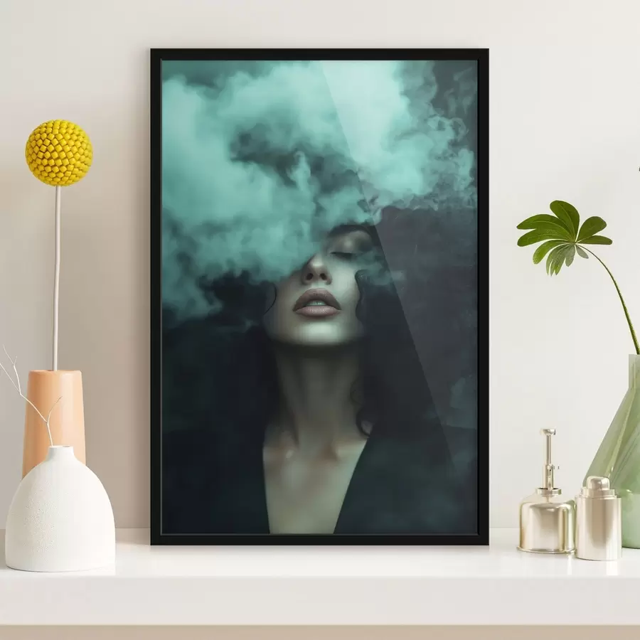 Fototapeta Portret kobiety w turkusowej mgle f49219
