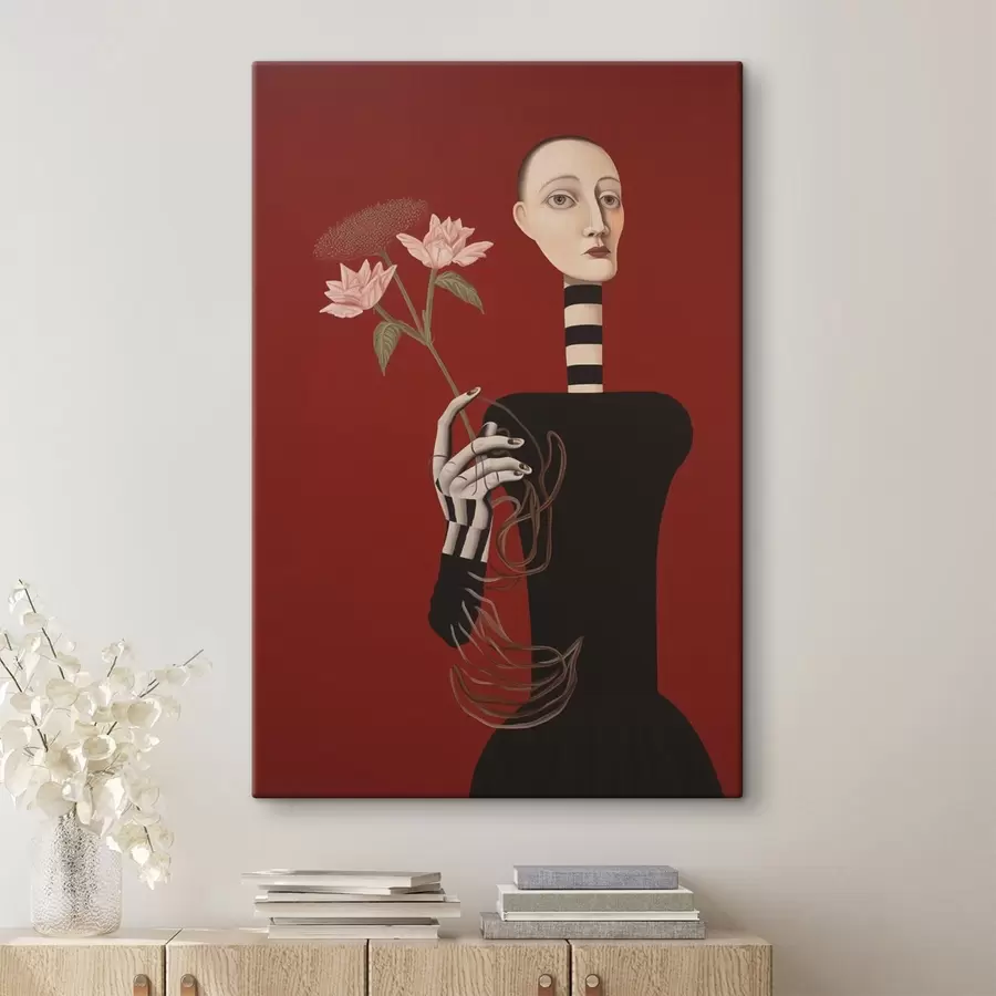Obraz Stylizowany portret kobiety z kwiatami s49190