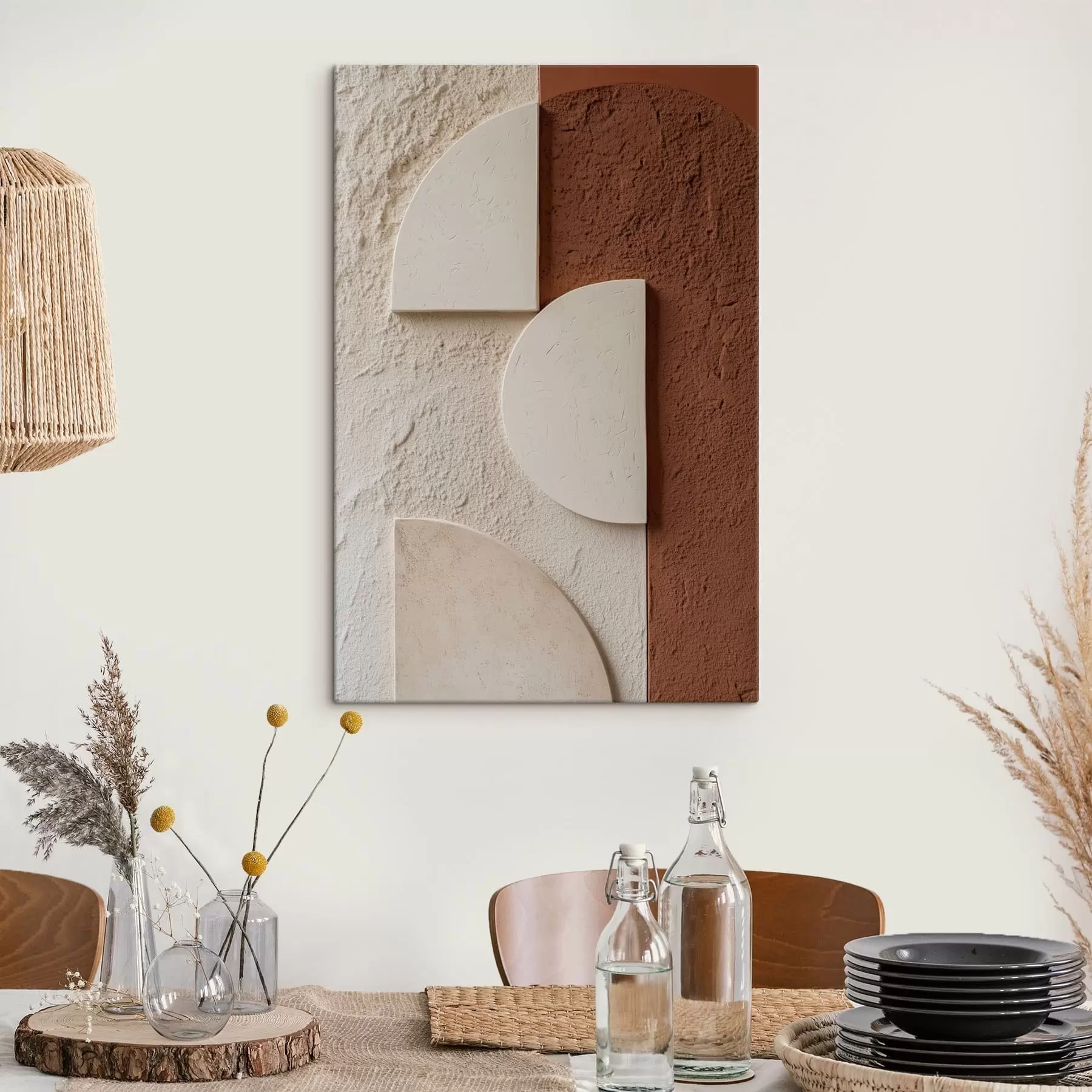 Obraz Elementy geometryczne w ciepłych, naturalnych odcieniach s49213