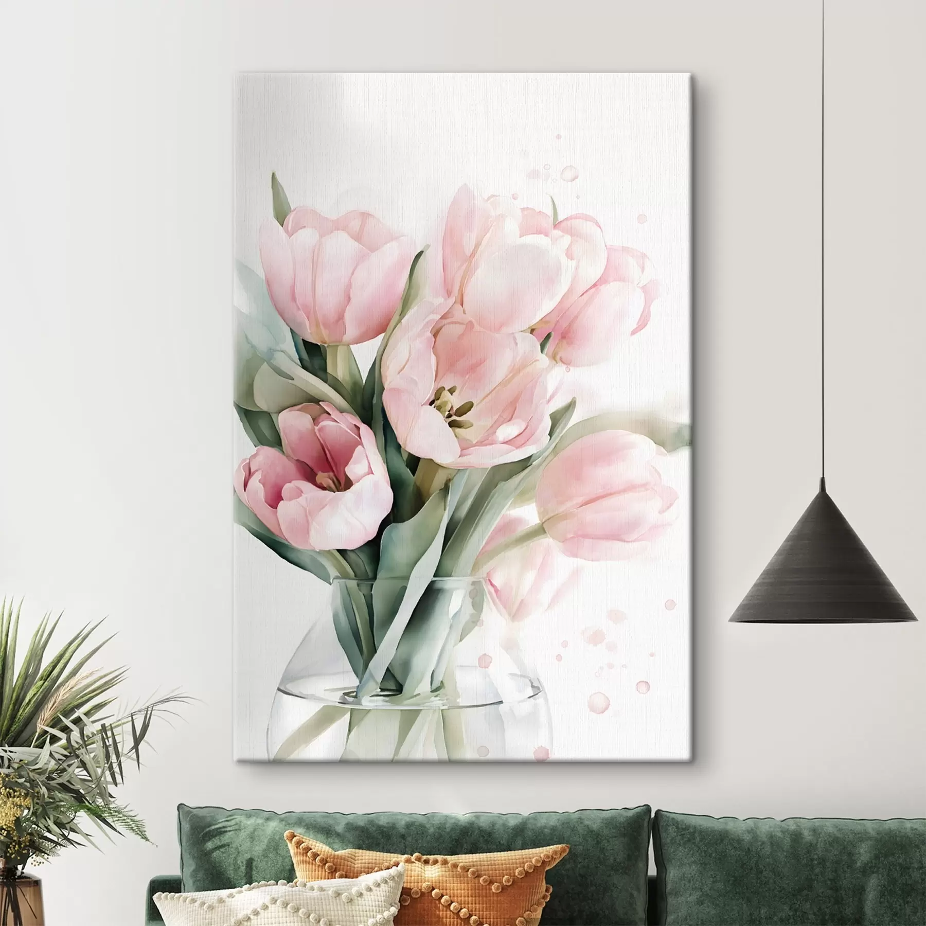 Obraz Delikatne różowe tulipany w stylu akwareli s49225