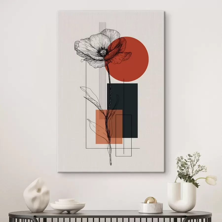 Obraz Graficzny mak na geometrycznym tle s49229