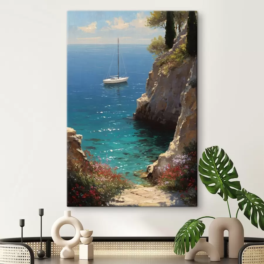 Obraz Port morski z jachtem w stylu obrazu olejnego s49240