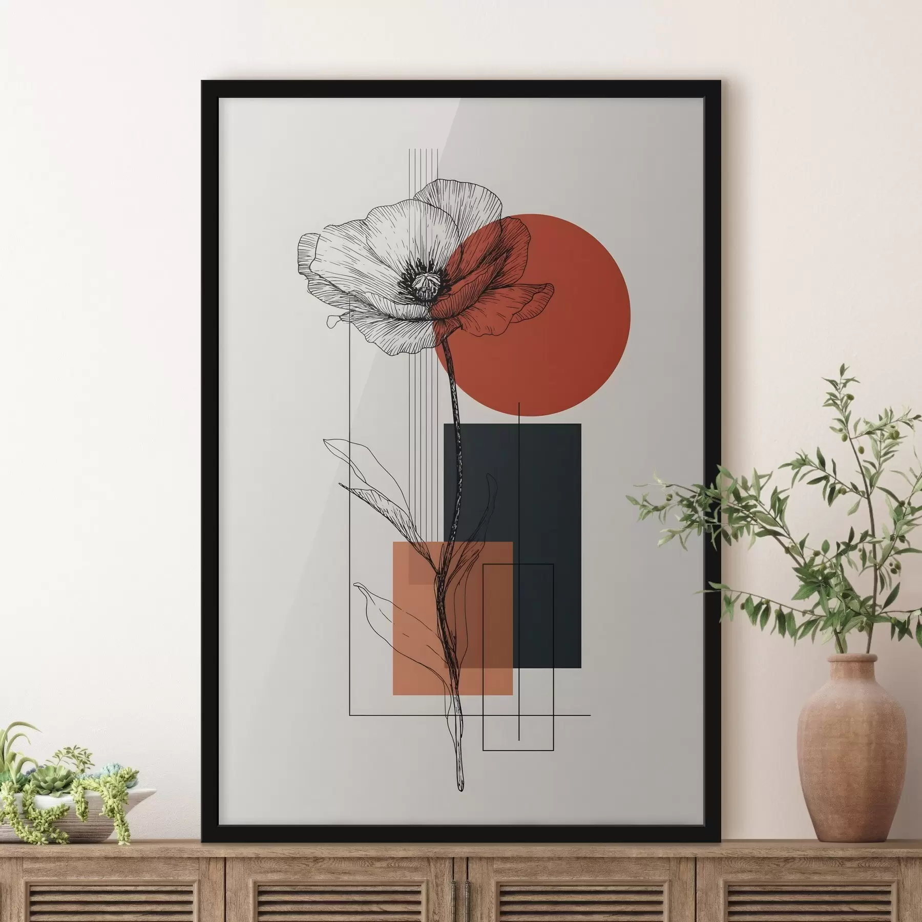 Fototapeta Graficzny mak na geometrycznym tle f49229