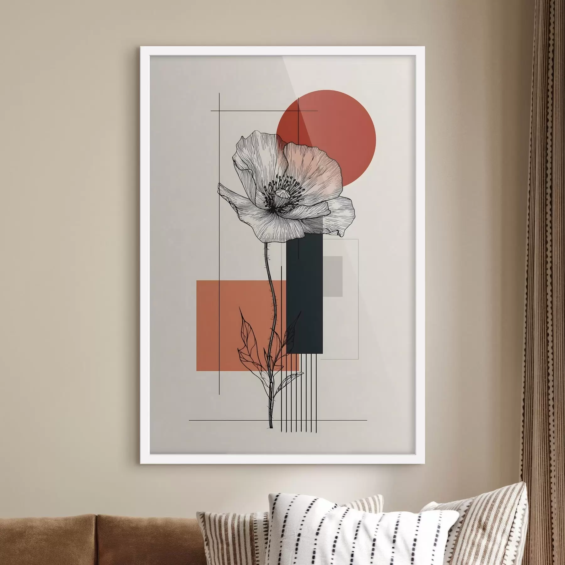 Fototapeta Graficzny mak na geometrycznym tle f49230